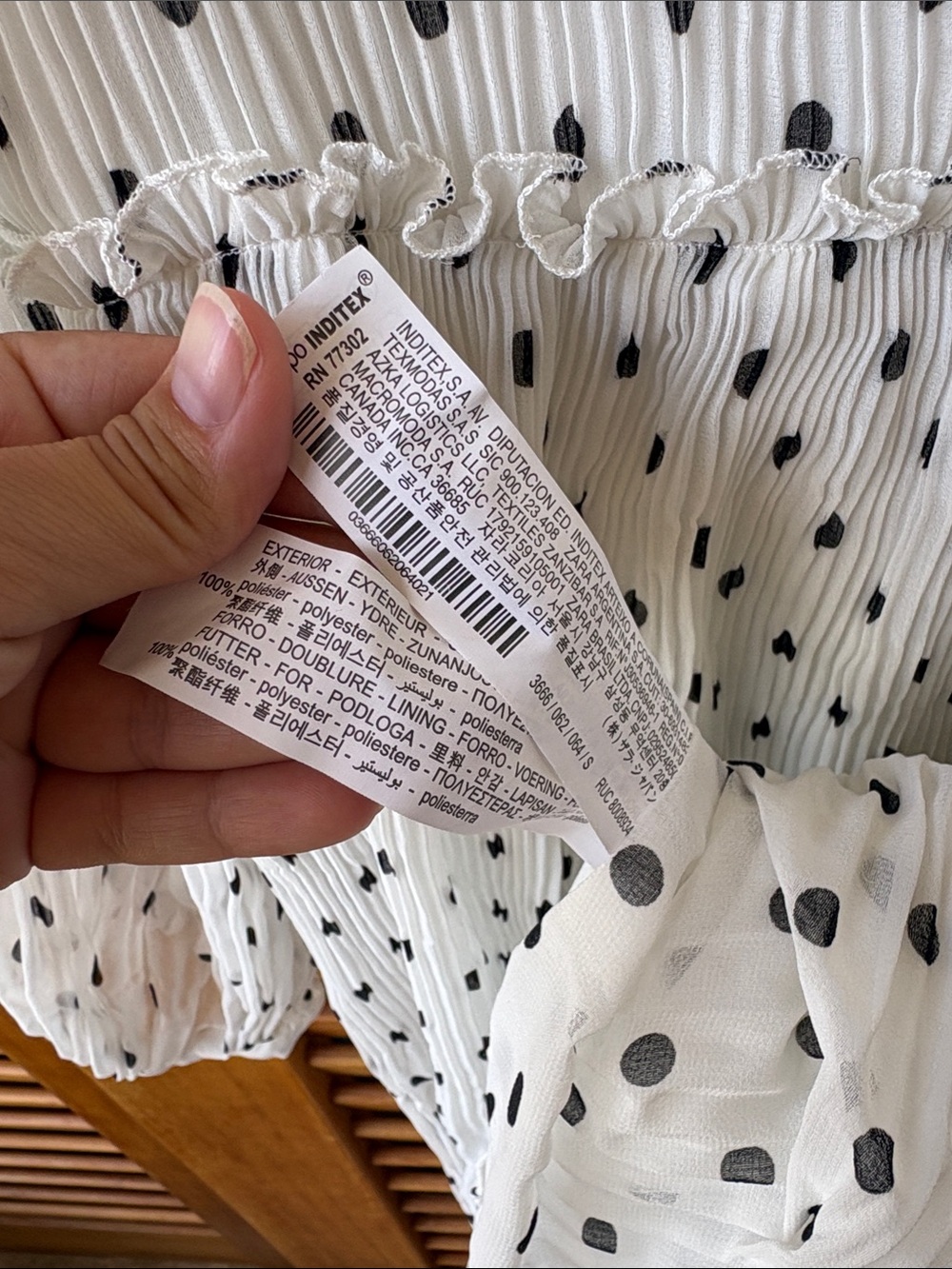 Zara White Long-Sleeve Polka Dot Mini Dress - Picture 4 of 6